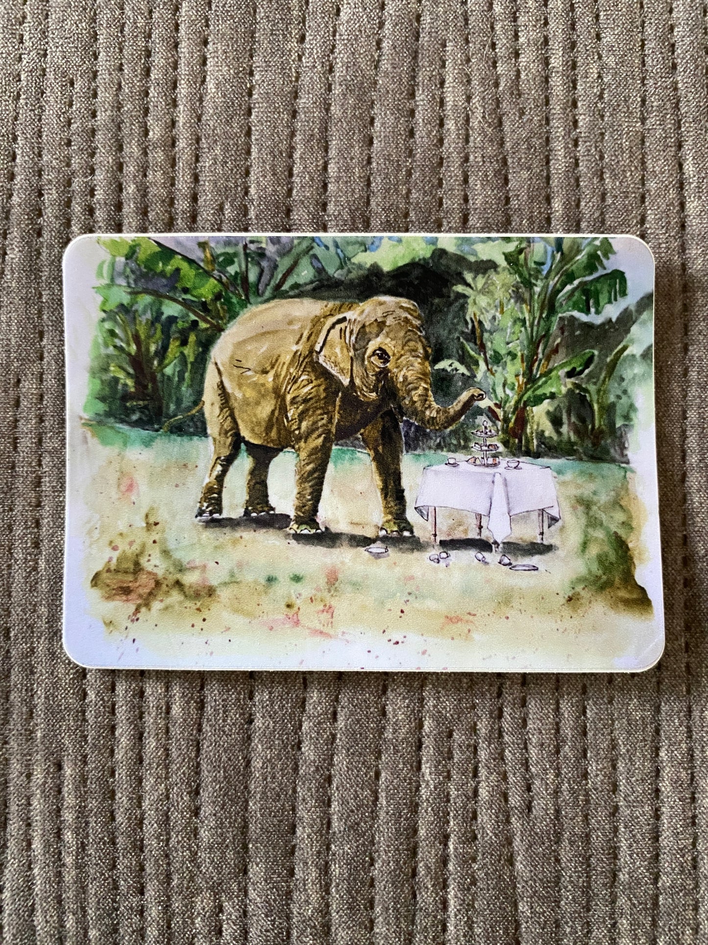 Elephant's Tea Party - matte rectangular sticker