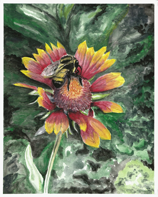 Bee and Flower #2 - matte art print
