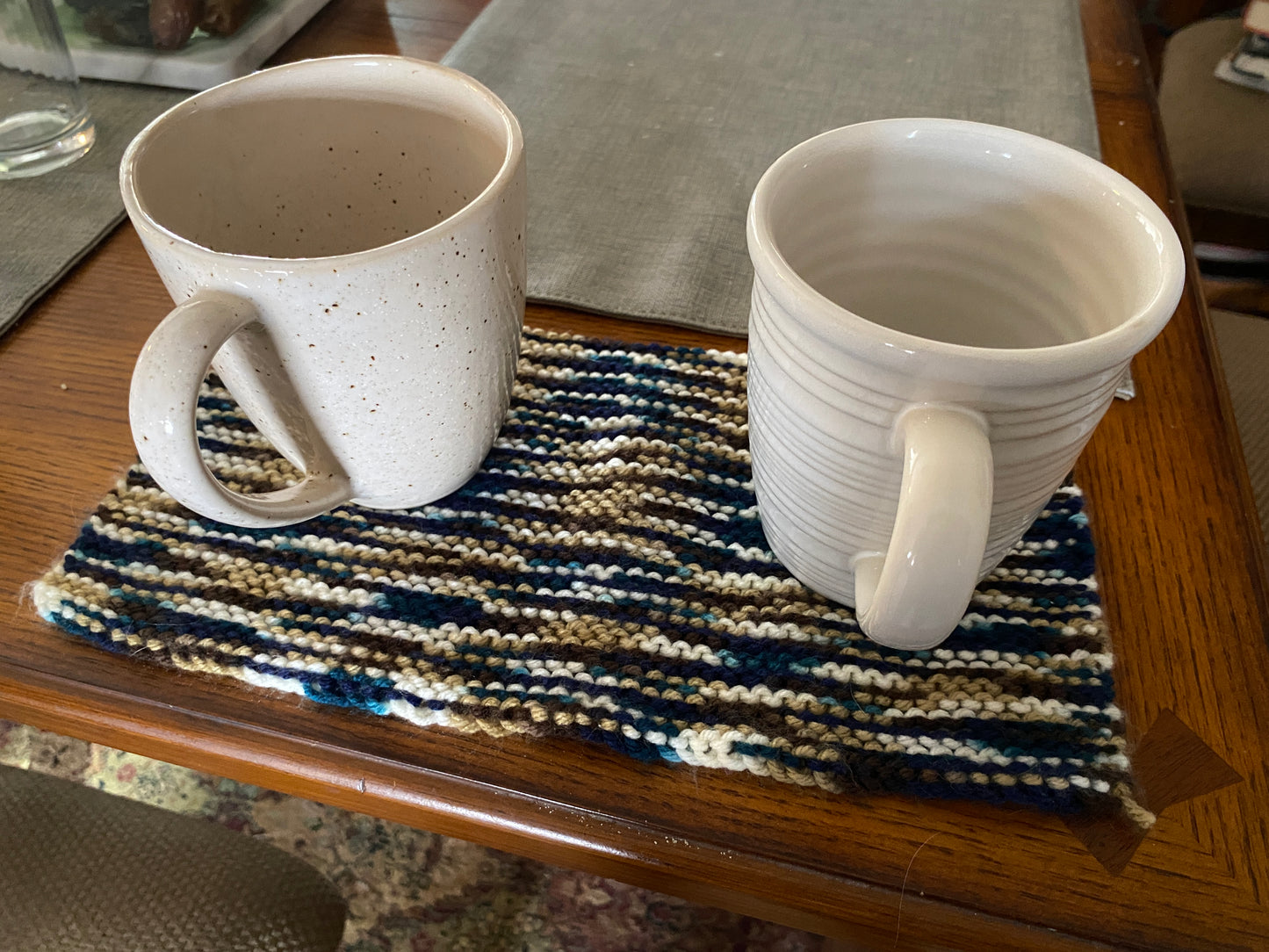 Multi Blue Knitted Tea Placemat